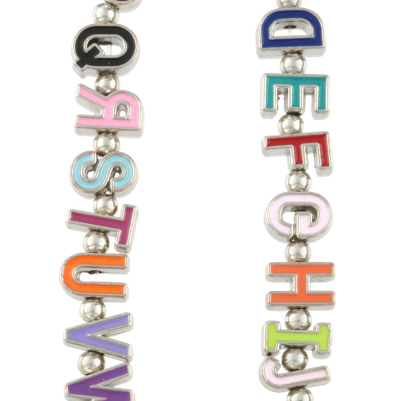 12 Pack: Rhodium Mixed Enamel Metal Alphabet Beads by Bead Landing™